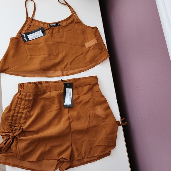 🌸3/$30 NWT Beach cover-up set in cognac Brown - nasty gal size 6 - Picture 2 of 7